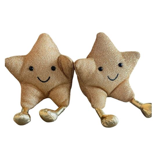 Jellycat Amuseables Star Gold Shimmery Stuffed Plush Sky Set of 2 - Picture 1 of 5